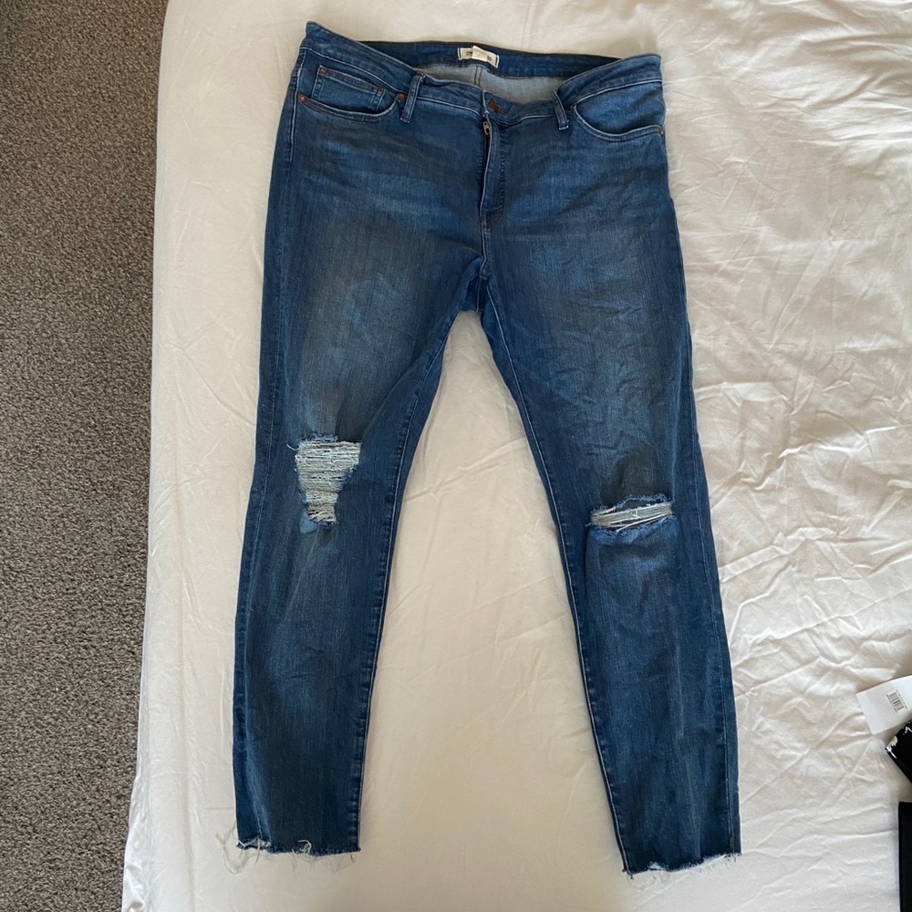 Madewell skinny jeans with distressed knees
